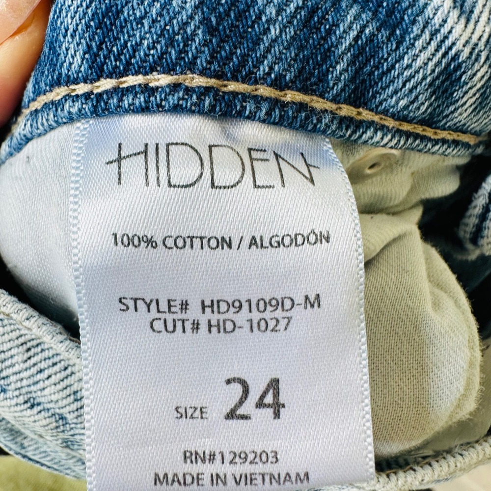 Hidden Jeans High Waisted Wide Leg Distressed Light Wash Button Fly Denim 24 - Picture 10 of 10